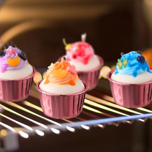 Image of 300 Pack Rose Pink Cupcake Liners Bulk Disposable Foil Muffin Cup