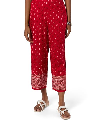 Image of Rangriti Red Liva Palazzo Pants for Women