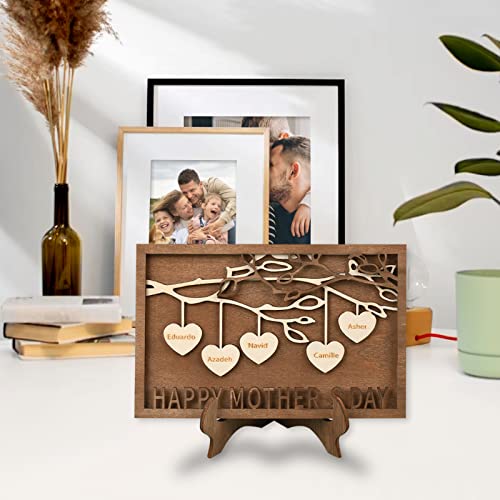 Family Tree Wall Decor Personalized Gift 5 Names Family Sign Custom Name Wooden Family Tree Frames Wooden Plaques Decor Desk Plaque Wooden Wall Decor Frame #TOP1