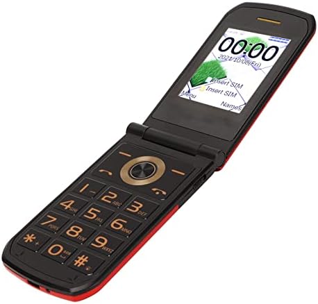 2G Unlocked Flip Phones for Seniors, Mini Clamshell Mobile Phone, Android Rugged Flip Phone Portable Pocket Senior Phone For 2.4 Inch HD Screen, Big Button,Loud Sound, 4800mAh, Dual SIM,Radio(Red)