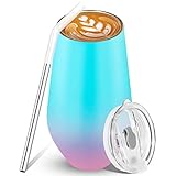 Kaffeebecher to go 500ML,Bobicon Kaffeebecher Edelstahl doppelwandig isoliert,BPA-frei,Thermo Kaffeebecher mit Trinkhalm und Deckel,Reisebecher Travel Mug für Kaffee,Tee (blau+rosa)