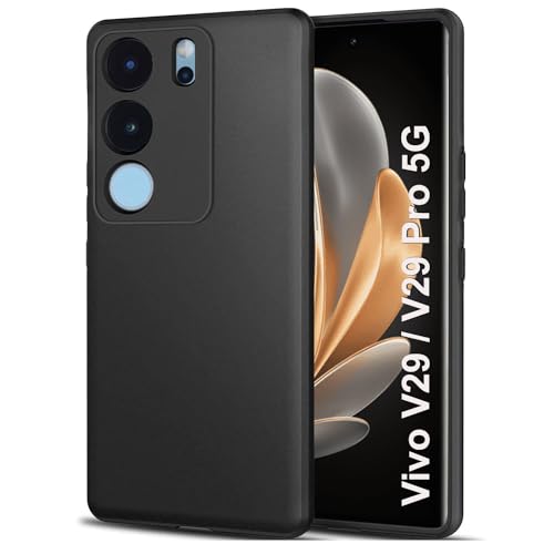Image of TheGiftKart Sleek Back Cover Case for Vivo V29 / V29 Pro 5G | Slim Fit Protective Design | Ultra Matte Finish | Camera Protection Bump | Soft Silicon Back Cover Case for Vivo V29 / V29 Pro 5G (Black)