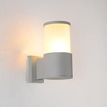 7W Warm White LED Outdoor Waterproof Wall Light Lamp Fixture Gray Finish