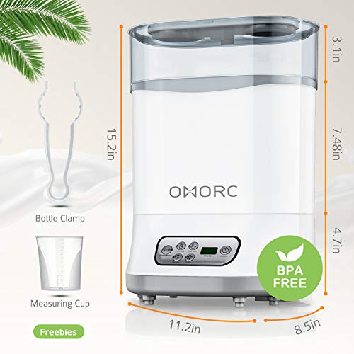 OMORC Baby Bottle Sterili-zer and Dryer 550W, Baby Milk Warmer, Electric Steam Sterili-zer with LCD Display, Auto Power-Off, 5-in-1 Multifunctional for Sterili-zing, Drying, Warming Milk, Heating - Thumbnail 5