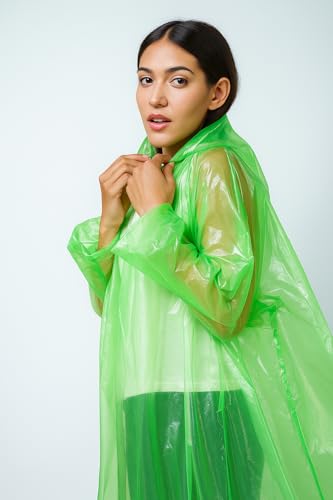 Image of Waterproof Unisex Raincoat | Hooded Full Sleeves Outdoor Poncho for Men, Women, Boys & Girls | Disposable Poncho Raingear Travel Rainsuit Barsaati Durable PVC Rainwear for Camping, Hiking, Travelling