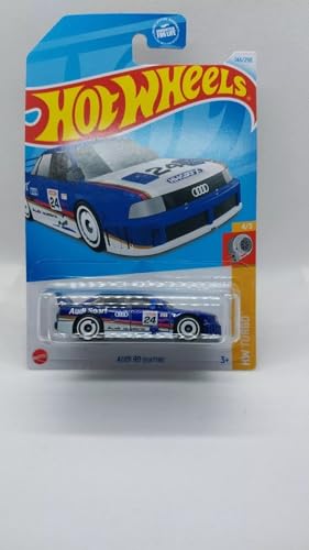 Hot Wheels 2024 Audi 90 Quattro Race Car Toy, 1:64 Scale, Blue and White
