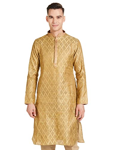Image of Manthan Men's Art Silk Full Sleeves Ethnic Knee Length Kurta