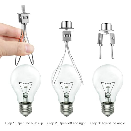 Image of Honoson 4 Pcs Bulb Lamp Shade Light Bulb Clip Adapter Includes Finial and Lampshade Levellers for Replacement (Silver)
