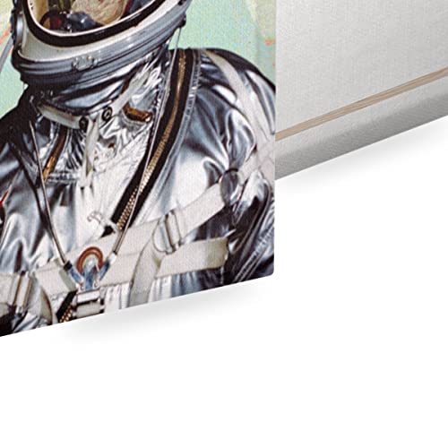 Tableau astronaute florale vintage toile imprimee 60x92cm - 2