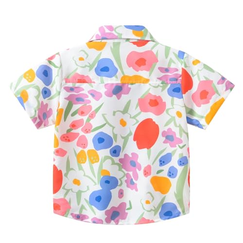Kids Girls Hawaiian Shirts Toddler Short Sleeve Button Down Lapel Collar Tees Summer Thin Cute Prints Beach Tops2
