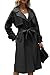 Bellivera Women Trench Coat Long Jacket Faux Leather Classic Lapel Belt Loose Overcoat 2225 Black XL