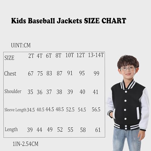Image of BAICAIYU Kids Baseball Jackets Boys and Girls Varsity Coat Buttons Cardigan Letter Sport Letterman School Jacket