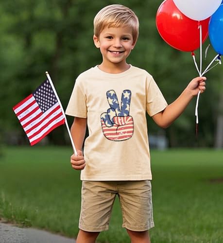 Boys American Flag Shirts 4th of July T-Shirt Toddler Girls Patriotic Independence Day Tops Tees 2-7 Years2