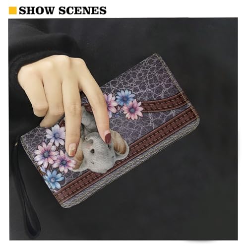 Image of Bulopur Floral Elephant Wristlet Wallet for Women Large Capacity RFID Phone Holder Clutch Purse Long Wallet Credit Card Holder Coin Money Clip PU Leather Zip Around Clutch Wallets