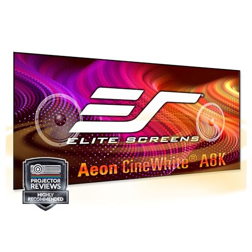 Elite Screens Aeon CineWhite A8K, 150" Diag, 16:9 Aspect Ratio, ISF Certified 8K Ultra HD Home Theater Fixed Frame Edge Free Projection Sound Transparent Perforated Weaved Screen, AR150H-A8K