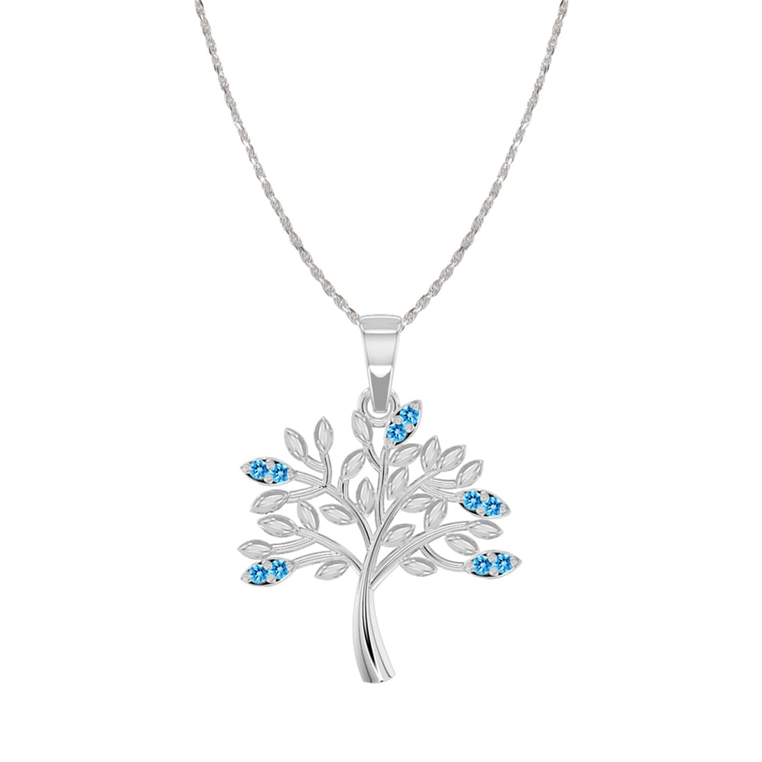 Clara 925 Sterling Silver Isla Tree Pendant Chain Necklace | Rhodium Plated, Swiss Zirconia | Gift for Women and Girls (B0B4G1S4HS) Amazon Price History, Amazon Price Tracker
