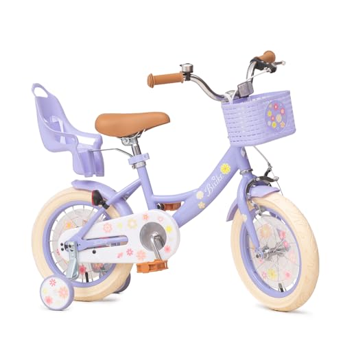 Image of Bixike Girls Bike with Basket, Princess Bicycle for Ages 2-12