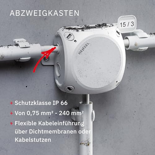 Hensel Scatola Morsettiera, Polipropilene Grigio, 77 X 180 X 130Mm, IP66 - 2