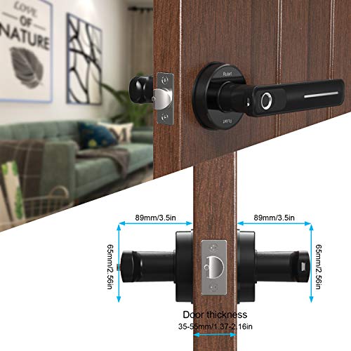 Fingerprint Electric Smart Door Lock, Biometric Keyless Entry Door Handle, Safe Single-Cylinder Door Lock for Family Apartment Office (Black)… - Thumbnail 4
