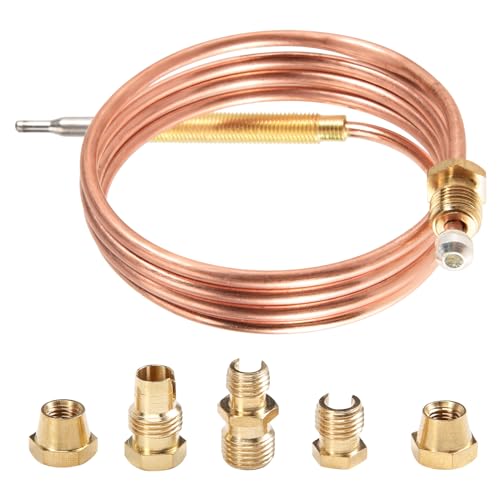 Pasuihcay 900Mm Gas Stove Universal Thermocouple Kit M6X0.75 with Spilt Nuts (Five) Replacement Thermocouple, Gold