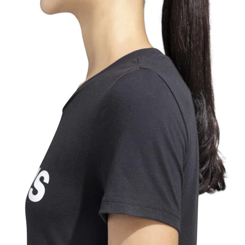 T-shirt adidas femme W E Lin Slim T en coton noir coupe ajustée