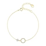 Pulsera de Oro de 14k, Pulsera de círculo Hueco, Regalo de cumpleaños para Esposa, Novia