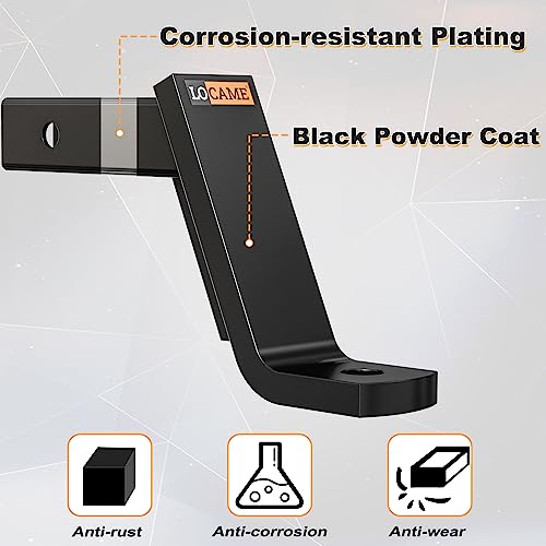 Locame Trailer Hitch Ball Mount, 6 Drop Hitch 2 Inch Receiver, Class 3 Towing Ball Mount, 1 Inch Ball Hole Diameter, 7500 Lbs Gtw, Gloss Black, Lc0059 #TOP3