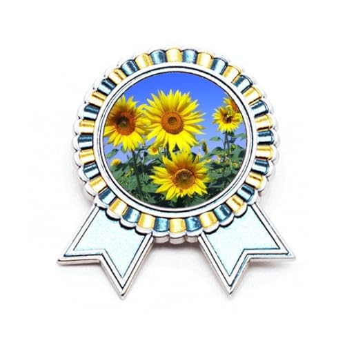 Broche avec motif tournesols en métal taille M pour veste et chapeau