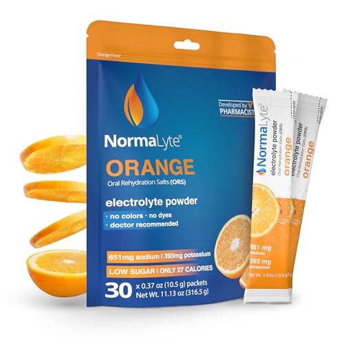 Image of NormaLyte Orange Electrolyte Powder Packets, Hydration Stick, 30 Count | Clinically studied formula, Electrolyte drink mix, Hydration support, Single-serve convenience, Ready in seconds