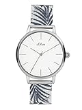 Gut ablesbares Zifferblatt s.Oliver Damen Analog Quarz Uhr mit Edelstahl Armband SO-3977-MQ