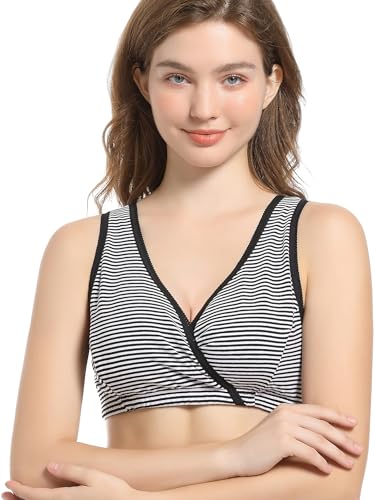 Image of CAKYE 3 Pack Maternity Nursing Sleep Bra Breastfeeding Cotton Bralette