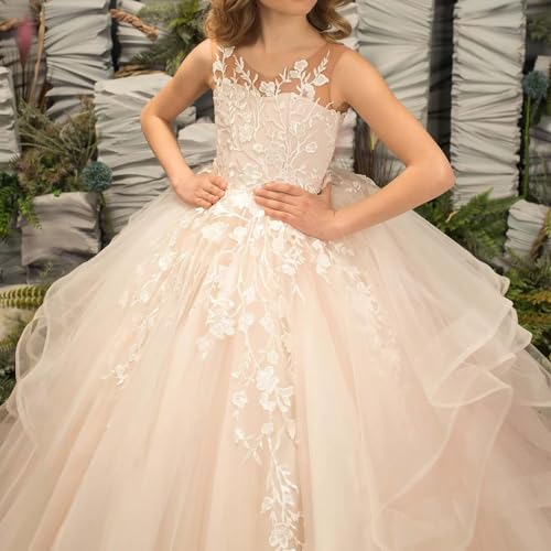 Tulle Flower Girl Dresses for Wedding Lace Applique Pageant Princess Dress for Girls Party Ball Gowns4