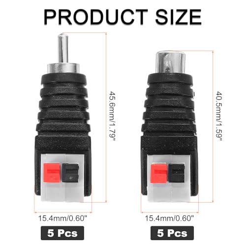 Adaptador RCA macho y hembra 10 unidades negro miniatura 2