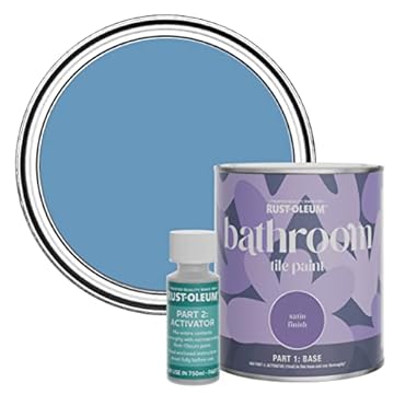 Rust-Oleum Blue Water-Resistant Bathroom Tile Paint in Satin Finish - Cornflower Blue 750ml