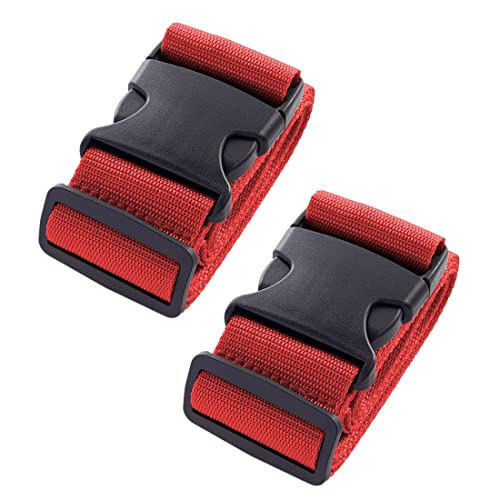 Image of 2pcs 74″x2″Luggage Straps for Suitcases,Adjustable Suitcase Straps and Heavy Duty Strap Buckle Packing Straps Travel Accessories,Red