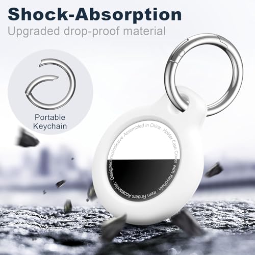 Image of MOLOSLEEVE [2 Pack Case for AirTag 2nd Gen (2026) & 1st Gen, Shockproof Holder Anti-Scratch Protective Cover for Air Tags, Men's Women's Keyrings & Keychains for Keys, Luggage, Black /White