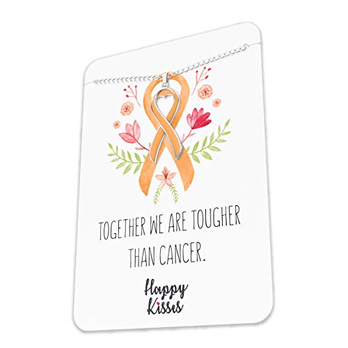 Cancer Awareness Necklace - Ribbon Pendant, “Together We Are Tougher Than Cancer” - Gift For Women (Orange Leukemia Cancer) #TOP3