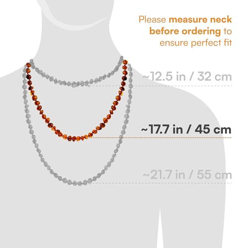 Baltic Amber Necklace for Women and Men (Authentic, Certified) - 17.7 inches - Unisex Amber Jewelry for Adults - Handcrafted Amber Bead Necklace3