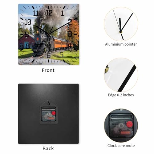 Reloj de pared cuadrado silencioso 12 pulgadas madera miniatura 3
