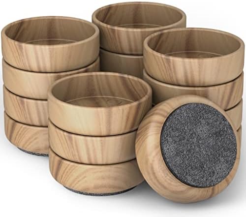 Premium Felt Floor Cups/Castors (4 x Dark Wood Large 60mm) - Protect Your Wood Laminate, Wooden, Tile & Lino Floors from Scratches