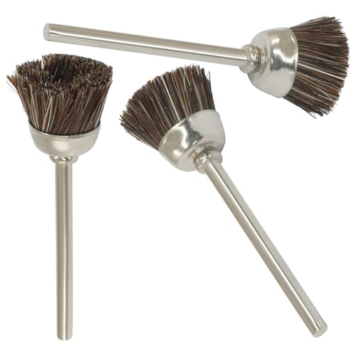 Image of 20 Pcs Horse Hair Wire Cleaning Brushes, 1 /8 Inch Shank Polishing Cleaning Brush for Rotary Tools Accessories