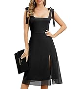Women's Square Neck Split Midi Formal Summer Dress Elegant Wedding Guest Cocktail Party Dresses