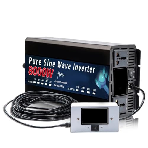 Convertidor Voltaje Energía Solar Coche con Control Remoto 6000W 8000W 10000W para Inversor Onda Sinusoidal Pura CC 12V 24V 48V 60V 72V A CA 110V 220V Convertidor(60V,220V 50Hz,8000w)