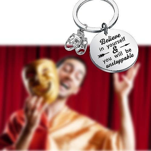 Image of BAUNA Actor Gifts for Theatre Tragedy Comedy Mask Thespian Mask Charm Bracelet Musical Theatre Gift for Actor Acting Director Theater with Inspirational Quote