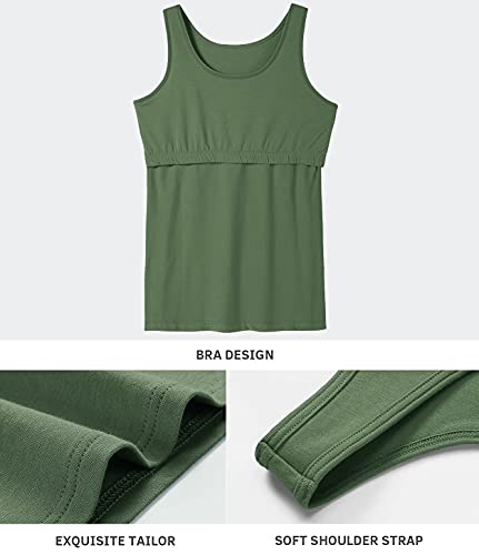 Image of Vislivin Cotton Tank Tops with Shelf Bra for Women Stretch Tanks Wide Strap Undershirts