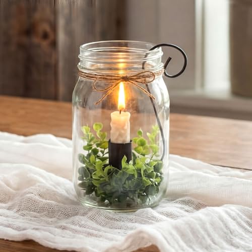 Zonon 2 Pcs Mason Jar Candle Holder Farmhouse Hook Taper Candle Holder Mason Jar Accessories Insert Iron Vintage Rustic Decor Wedding Table Centerpiece Fit 2 Qt Glass Vases for Fall Home Decor (2 x 6)