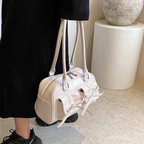Bolso tote coquette con moño, estilo kawaii y estética cute, de cuero sintético, para mujer miniatura 4