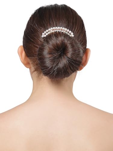 Image of Vogue Hair Accessories Golden And White Pearl Comb Hair Clip For Women