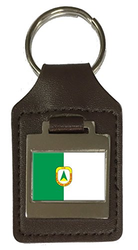 Porte-clés en cuir gravé drapeau de Cuiaba City Brésil