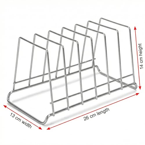 Image of Namani 6 Section Stainless Steel Plate Stand | Dish Organizer Rack for Kitchen Cabinet & Countertop | Rust Proof Plate Holder for Dishes, Thali & Lids (Silver)
